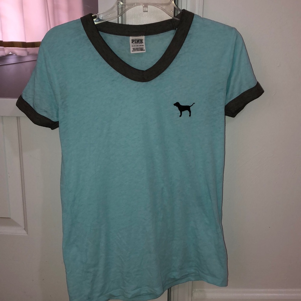 VS PINK Blue V-Neck Tee- XS